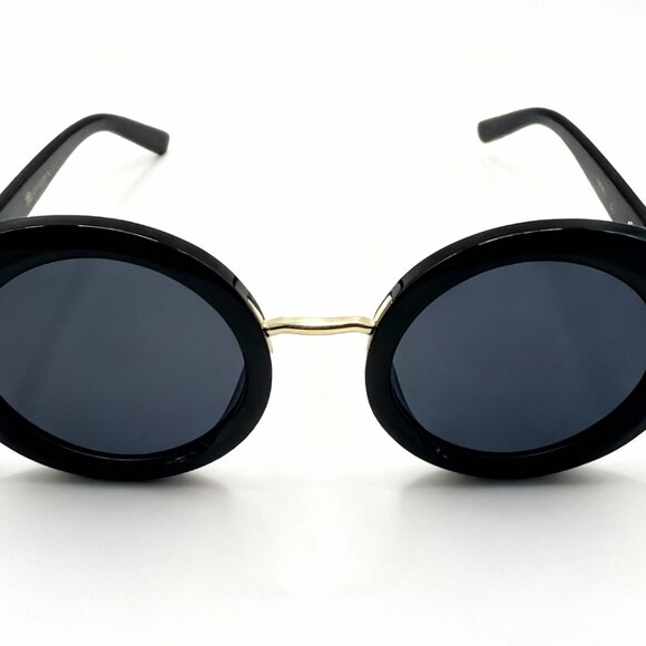 NEW JETSET Iconic Glam Trendy Designer Polarized Round Sunglasses - Black Gold - Picture 2 of 5